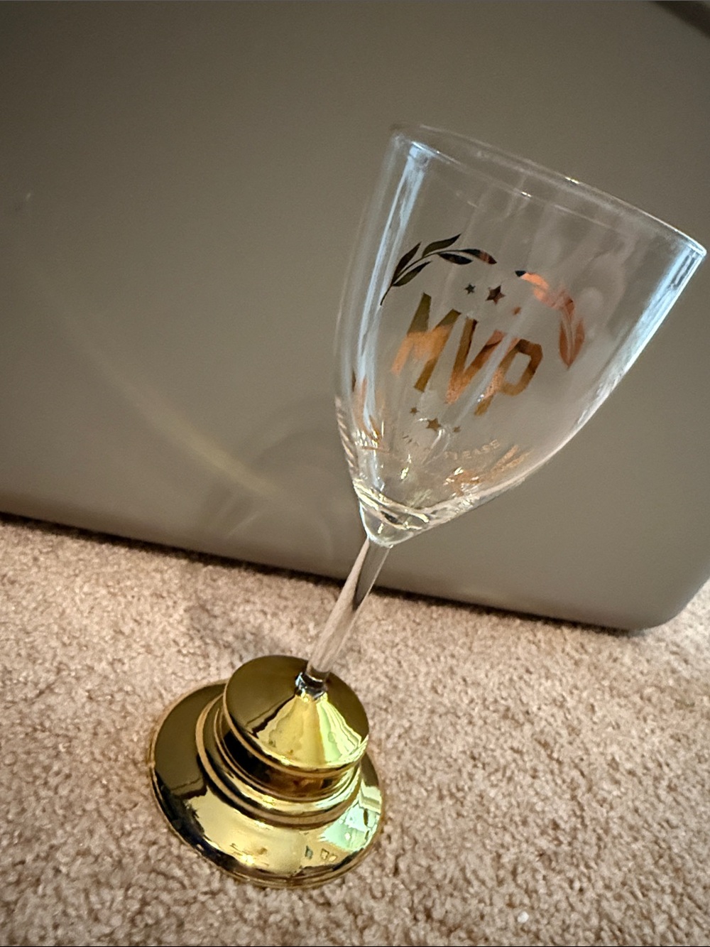 Gold Stemmed MoreVinoPlease Wine Glass